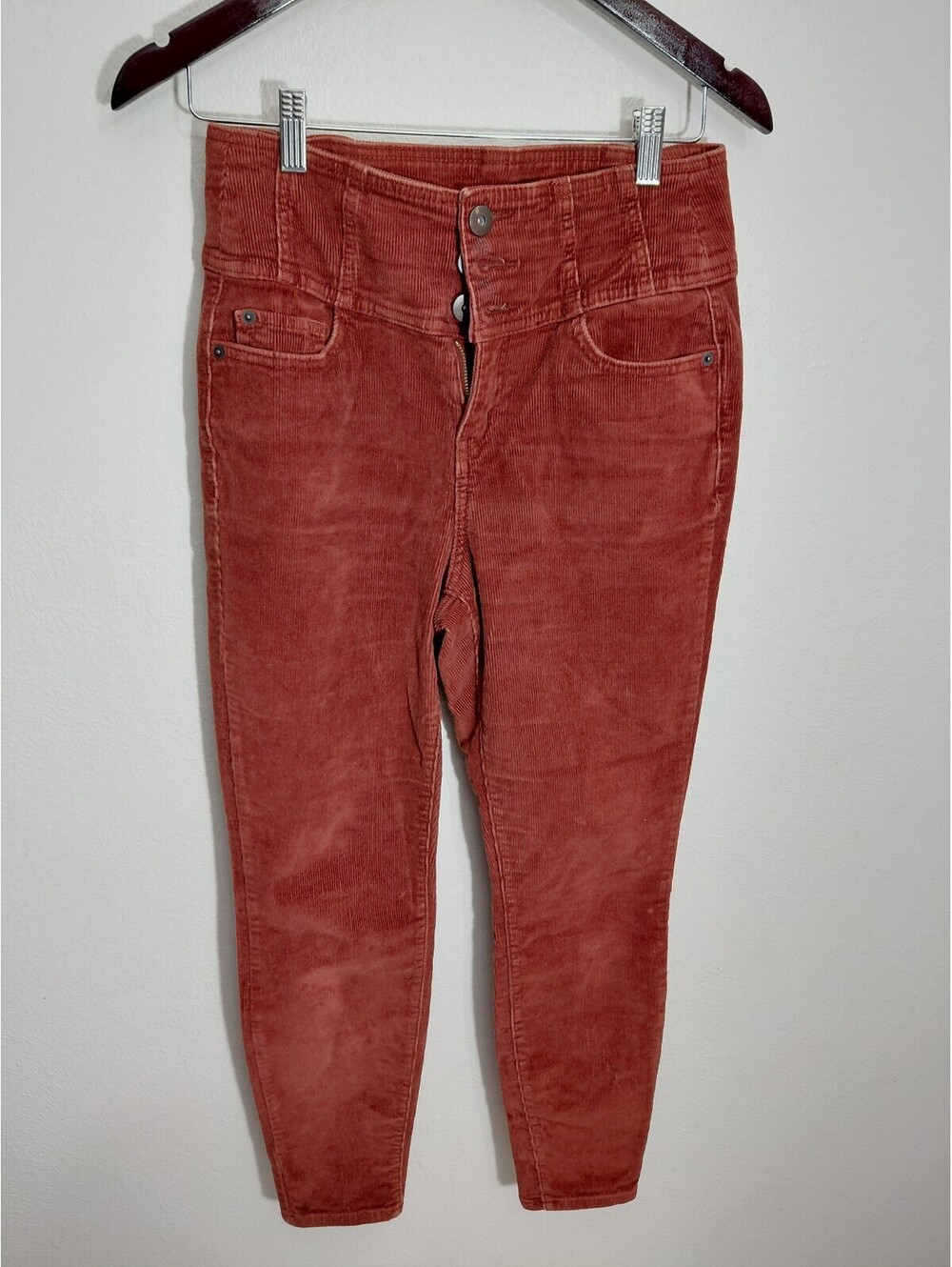 No Boundaries High Rise Sculpting Skinny Corduroy Pants Size 9 Rust Red